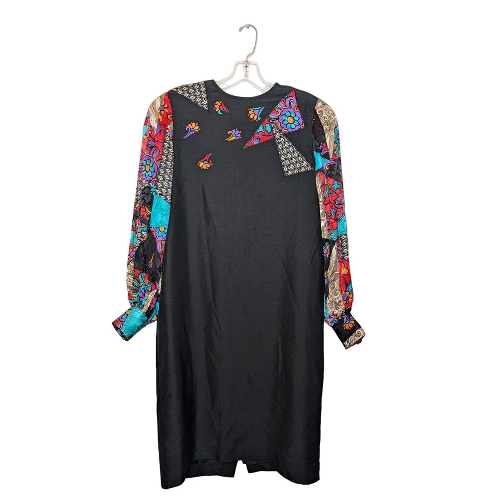 Anne Crimmins for UMI Collection Silk Art Dress Sz 8 Mod Sheath Vintage